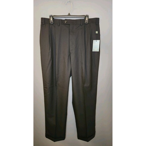 NWT Men's Ralph Lauren Total Comfort 100% Wool Dress Pants Pleated Black 36x32 - Picture 1 of 7